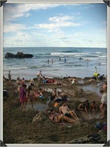 Baignade à Hot Water Beach