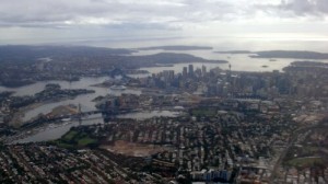Auckland vue du ciel à notre arrivée en Nouvelle-Zélande