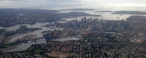 Auckland vue du ciel à notre arrivée en Nouvelle-Zélande