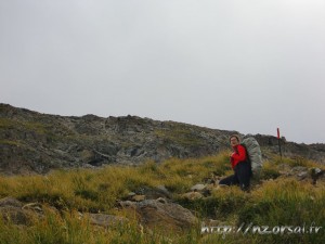 Laura sur la piste de Mueller Hut